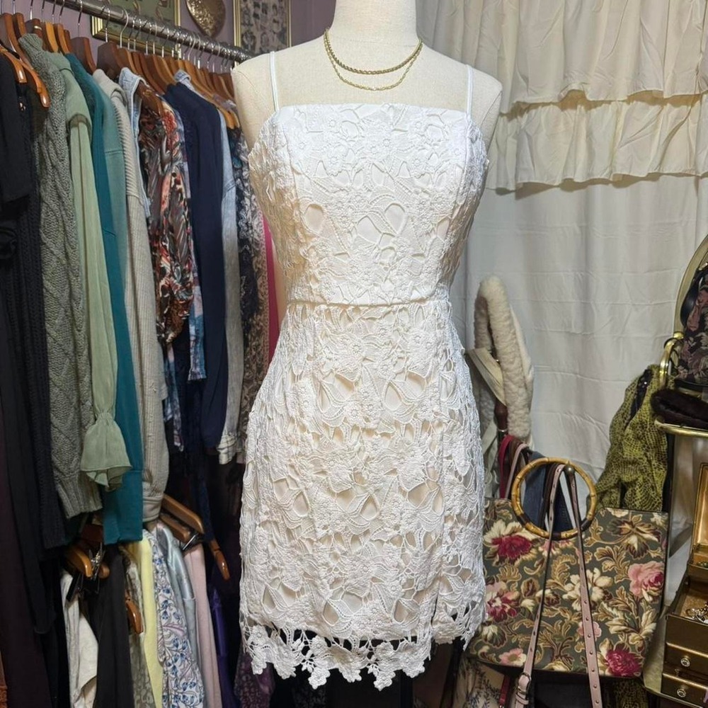 white lace midi sundress